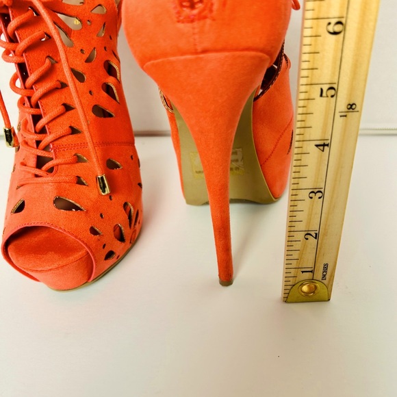 CHARLOTTE RUSSE CORAL SUEDE LACE-UP PLATFORM 6”STILETTO HEEL ANKLE BOOT WOMEN 10 - Picture 5 of 6